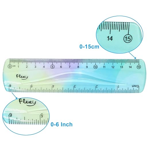 Hitefu 2 Pcs Plastic Flexible Ruler, 6 Inch(15 cm)