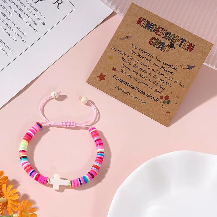 Back to School Bracelets Heart Matching Mommy and Me Elastic Wish Strings Bead Bracelets First Day of School Supplies Gifts