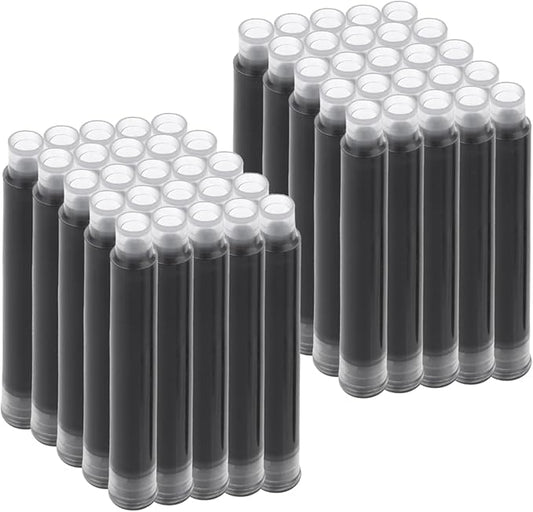 Amaxiu 50 Pcs Balck Fountain Pen Ink Cartridges, Fountain Pen Ink Refills Compatible with 3.4 mm Bore Diameter Calligraphy Pen Fountain Pen(3.4mm)