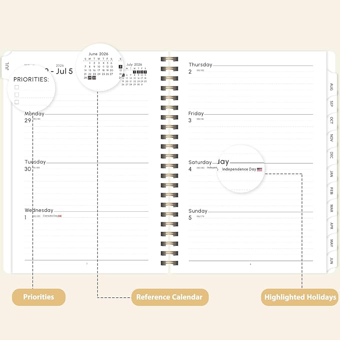 Planner 2026-2027, Weekly and Monthly Academic Planner, July 2026 - June 2027, Hardcover Calendar Agenda Book for School Year Planning, School Supplies for Teacher and Student, A5(6.3'' x 8.5'')
