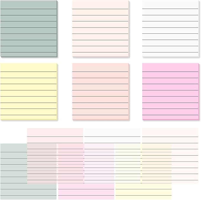 Temiary 6Pads Transparent Sticky Notes with Lines, Clear Sticky Note Waterproof See Through Memo Pad, Markers Stickers Translucent Index Book Tabs for Annotating Bible Study Supplies, 50Sheets/Pad