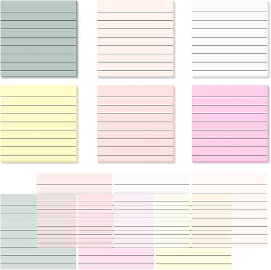 Temiary 6Pads Transparent Sticky Notes with Lines, Clear Sticky Note Waterproof See Through Memo Pad, Markers Stickers Translucent Index Book Tabs for Annotating Bible Study Supplies, 50Sheets/Pad