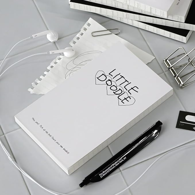 Monolike Little Doodle PVC Handy Notebook, Triple Heart - Exposed Binding, PVC cover, Academic, Journal, Diary, 160pages