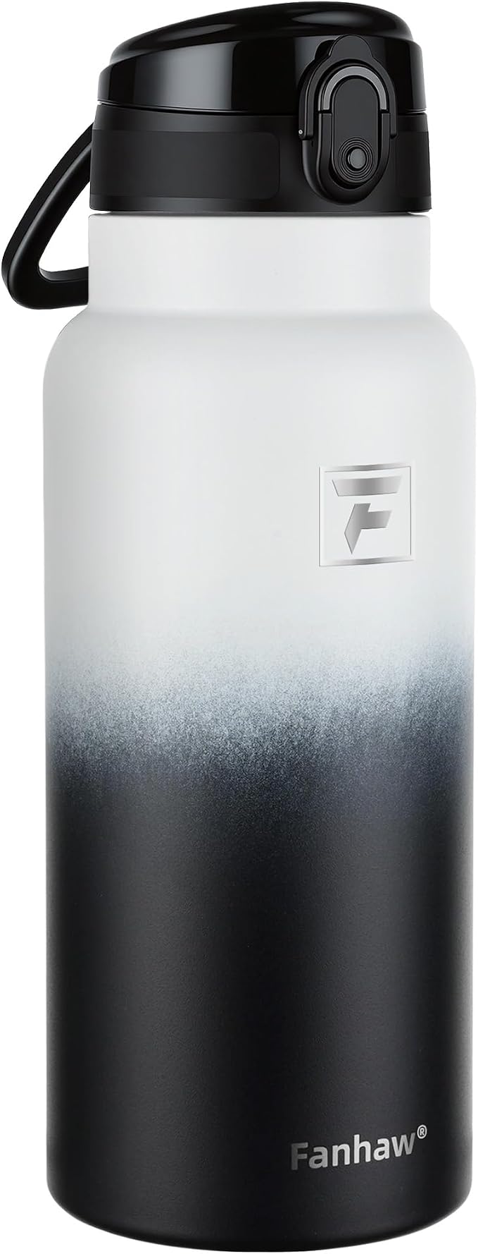 Fanhaw 32 Oz Insulated Stainless Steel Water Bottle with Chug Lid – Wide Mouth, Leak-Proof, BPA-Free – Ideal for Kids, Adults, Sports, Gym, and Outdoor Use (White Black)