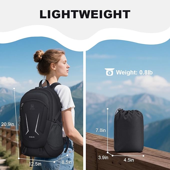 MIYCOO Backpack - Ultra Lightweight Packable Backpack for Travel Camping, Hiking Back Pack Waterproof Foldable Daypack for Men Women Charcoal Black