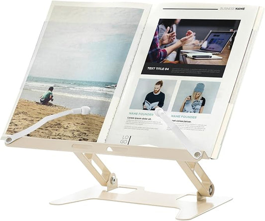 Honagu Adjustable Laptop Stand for Desk, Metal Foldable Laptop Riser, Portable Desktop Book Stand Holder, Ergonominc Computer Notebook Stand Compatible with 10-15.6” Laptops (Milky White)
