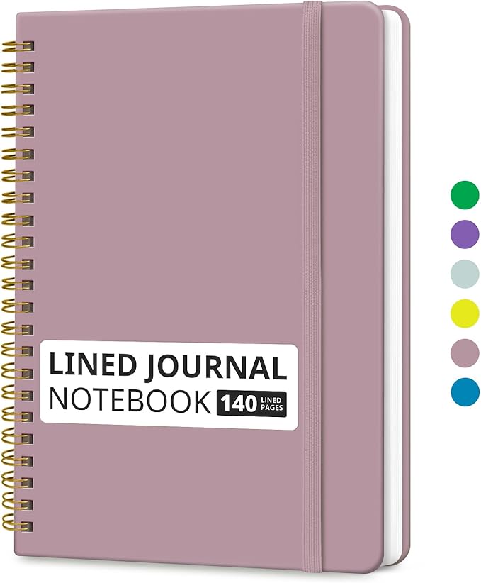 Taja Lined Spiral Journal Notebook for Women & Men, 140 Pages, College Ruled Hardcover Notebook for Work & Note Taking, Journals for Writing, A5(5.7" x 7.9") – Boho Purple