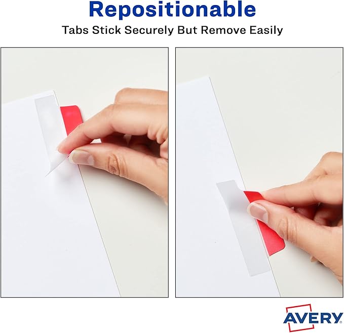 Avery Margin Ultra Tabs, 2.5" x 1", 2-Side Writable, Assorted Colors, 24 Repositionable Page Tabs (74768)