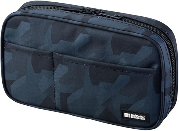 LIHIT LAB Large Capacity Zipper Pencil Case For School Office College, Big Capacity 4 Compartments Pencil Bag Holder Adults Teen Boys Girls, Travel Cosmetics Storage, Black Camo (A7551-134)