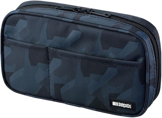 LIHIT LAB Large Capacity Zipper Pencil Case For School Office College, Big Capacity 4 Compartments Pencil Bag Holder Adults Teen Boys Girls, Travel Cosmetics Storage, Black Camo (A7551-134)