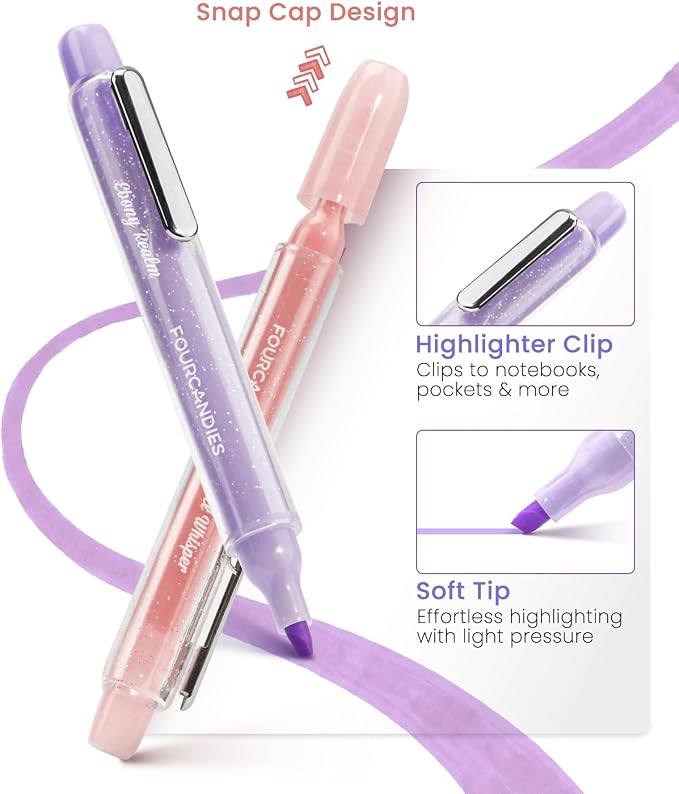 Four Candies Multicolor Pens and Highlighters Set,12 Pack | Macarons Journaling Pens Set for Note Taking,Planners &Journaling, Back to School Supplies & Nurse Accessories for Work