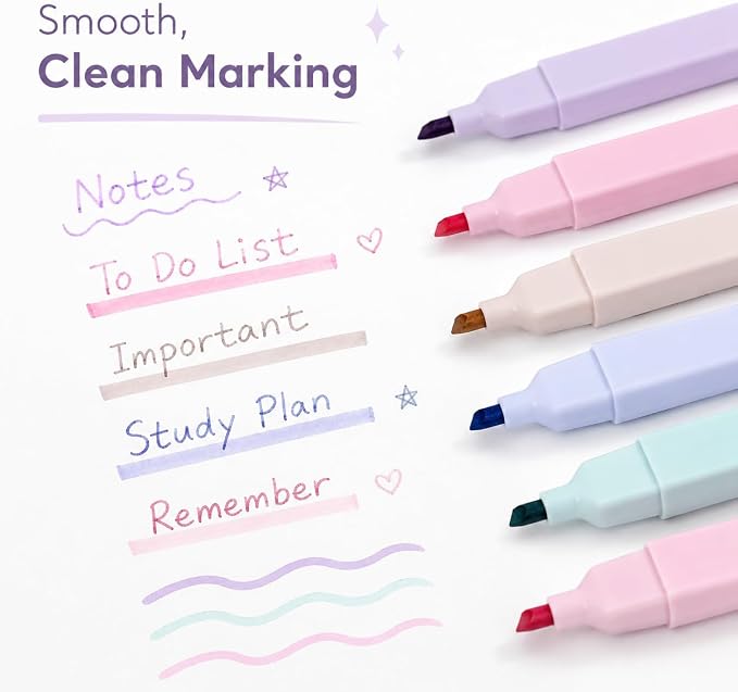 Pastel Highlighters, 12 Pcs Aesthetic No Bleed Bible Highlighters Set | Dual Tip Highlighter Set with Chisel and Fine Tips, for Journaling, Bible Study, Planner, Note Taking, School and Office
