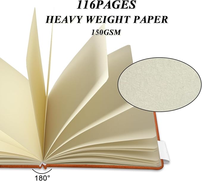 5" x 5" Hardcover Sketch Book,Small Mixed Media Sketch Pad,58 Sheets 150GSM Acid-Free Artist Drawing Paper,Travel Journal Blank Notebook for Adults Painting,Illustration,Art Supplies.Light Brown