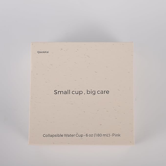Qiao&Kai Collapsible Silicone Cup 6oz(180ml) with Gift Box – Portable, Leak-Proof Travel Tumbler for Hiking, Camping, Gym & Daily Use – BPA-Free, Eco-Friendly (Pink)