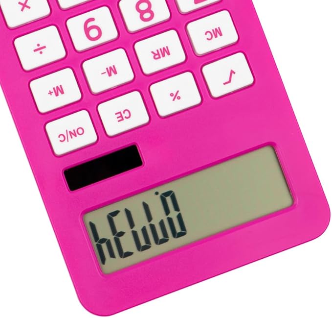 JAM PAPER Desktop Calculator - 10 Digit LCD Display - 3 3/4 x 6 3/4 Inches - Fuchsia Pink - Bulk 10/Pack