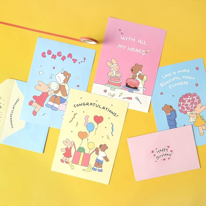 Monolike Happy and Lucky Birthday Letter Paper and Envelopes Set - 8Type, 32 Letter Paper + 16 Envelopes