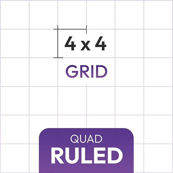Graph Paper Pads 8.5x11 Inch, 5 Pack 250 Sheets, Double-Sided 80 GSM Quadrille Grid Math Notebook Paper for Students, Engineering Pad, Blueprint Drafting and Architecture Sketch