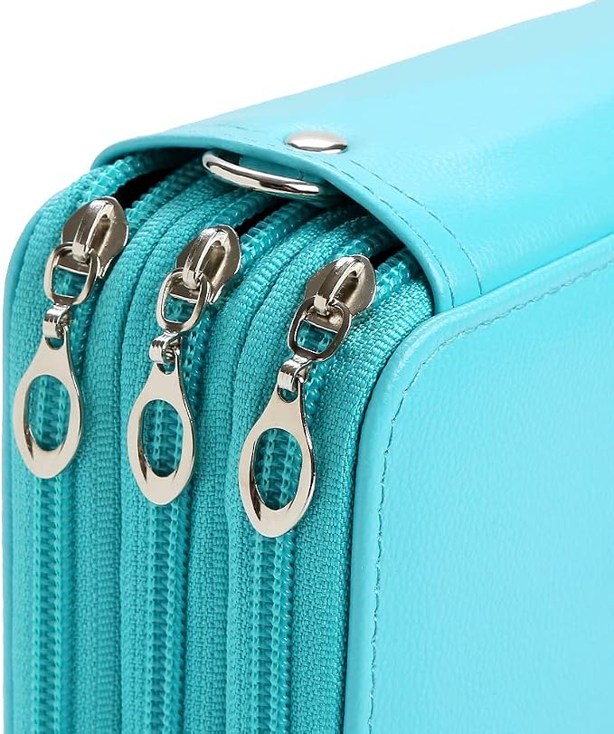 72 Slots Pencil Case Organizer w/Removal Handle Strap | 3-Layer Zipped Pencils Box Large for Colored Pencils Watercolor Pencils for Office and Travel for Artist