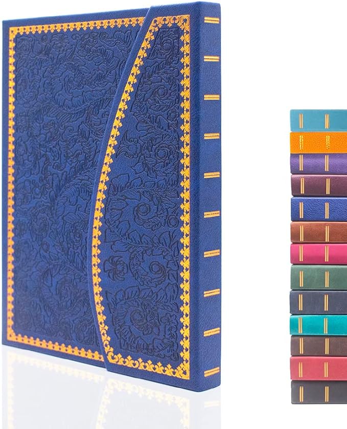 VICTORIA'S JOURNALS Magnet Journal, Carving Vintage Notebook Faux Leather Hard Cover Personal Diary Lined Pages Ribbon Bookmark, 8'' x 5.7''