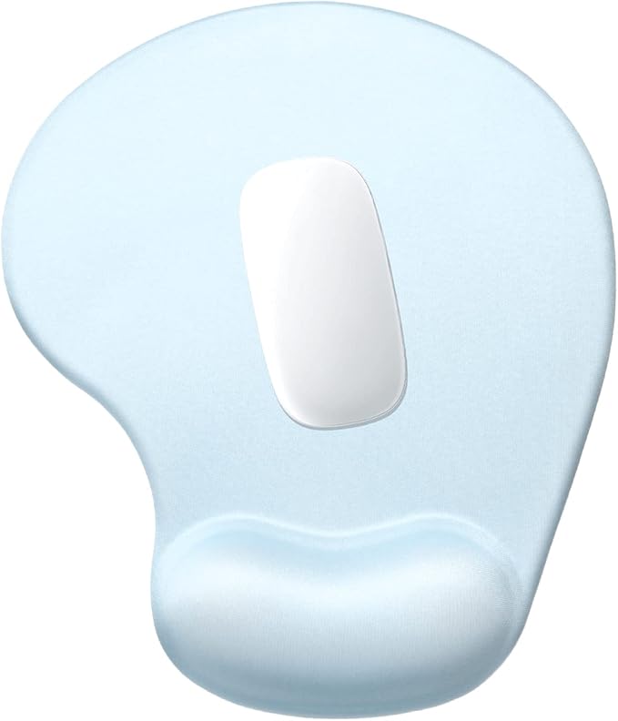 Hsurbtra Ergonomic Mouse Pad with Wrist Rest Support, Gel Mouse Pads with Non-Slip PU Base, Pain Relief Memory Foam Computer Mat, Cute Office Supplies Desk Decro Accessories, Sky Blue