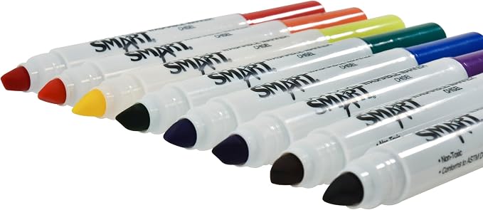 School Smart Chisel Tip Washable Markers for School, Home, and More, Assorted Colors, Pack of 8