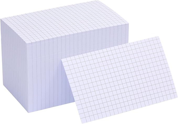Extra Heavyweight Grid Index Cards 3x5 Inch 92lb Weight Double Sided Graph Ruled Notecards Thick Flash Cards for Note-Taking, Studying, and Organization, Ideal for School, Home and Office - 400 Count