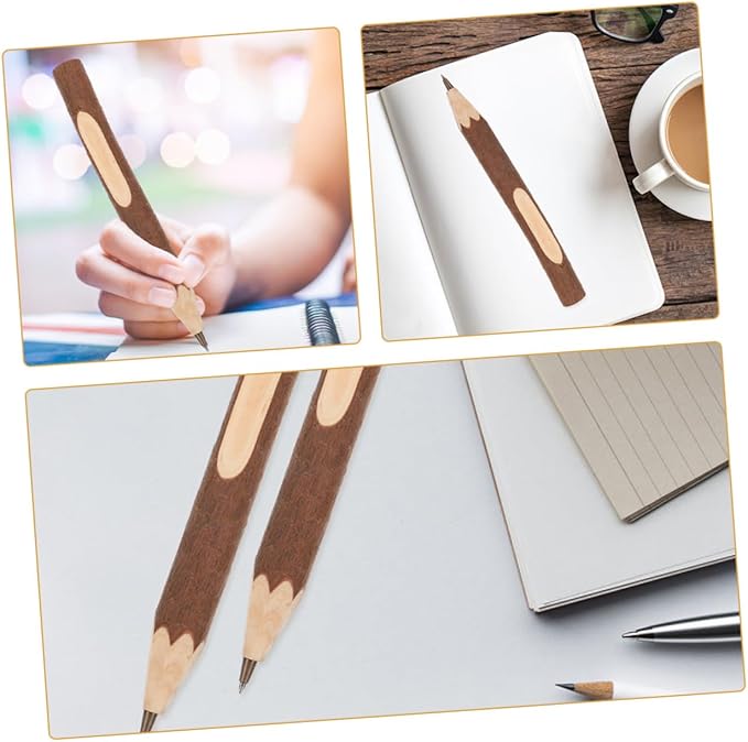 FUOYLOO Wood Ballpoint Pens 17cm Tree Bark Texture 10pcs Multi-function Writing Supply Portable Eco-friendly Biodegradable Office and School Use
