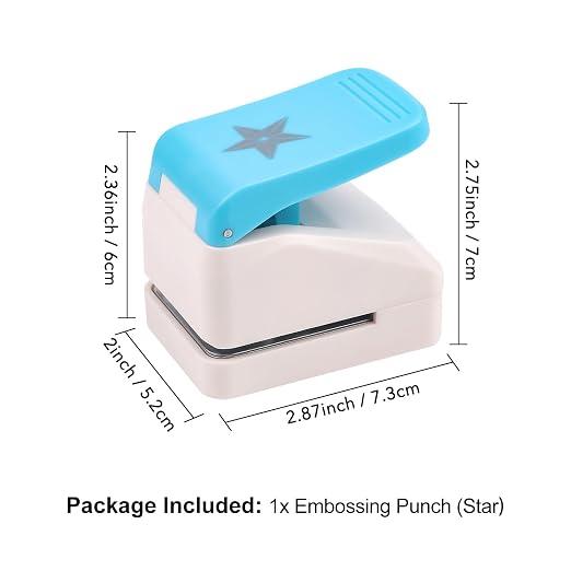Star Hole Punch, 1.4 inch Star Paper Punch, 3D Embossing Lucky Stars Paper Cutter Puncher Lever Craft Punches Score Tools for Scrapbooking Crafting Journaling Craft DIY Card Making Arts Supplies