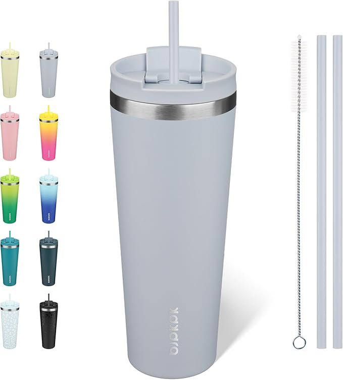 BJPKPK 26oz Stainless Steel Insulated Tumbler With lid And Straw Travel Coffee Thermal Tumblers Cup For Women And Men,Modern Blue