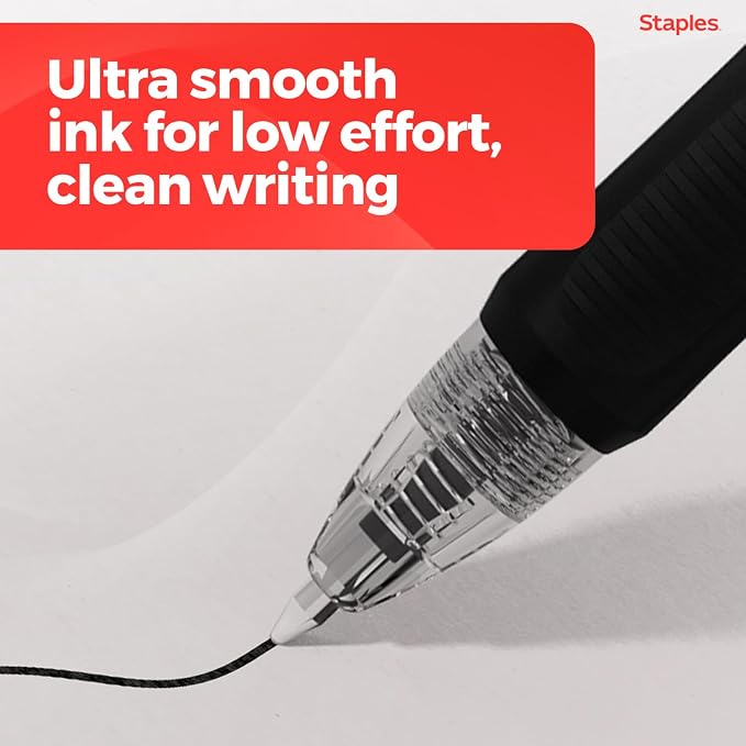 Staples ProGel Retractable Gel Pens, Fine 0.7mm, Black Ink, 36-Pk | Smooth-writing, quick-dry ink for everyday office and classroom stocking.