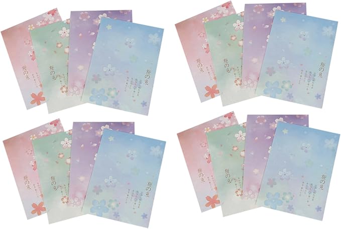 Mobestech Japanese Style Note Paper Set 40pcs B5 Blossoms Pattern Writing Paper Stationery for Letter Writing and Printing, Vintage Floral Design for Office and School Use