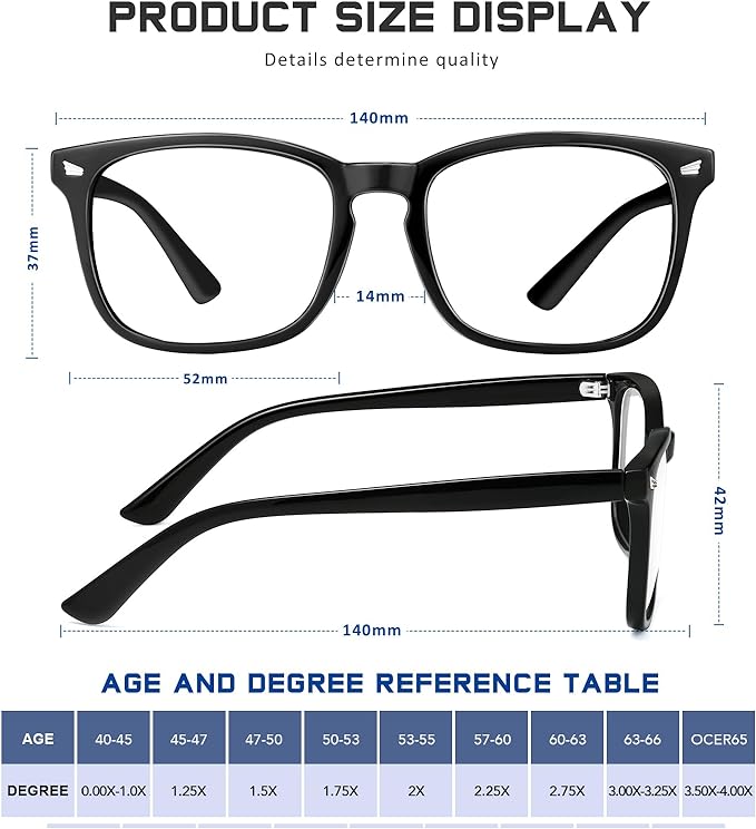 Reading Glasses for Women Men - Blue Light Blocking UV Filter Computer Readers,Anti Eyestrain Eyeglasses