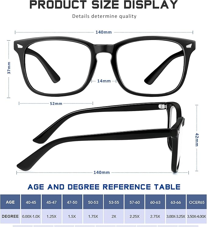 Reading Glasses for Women Men - Blue Light Blocking UV Filter Computer Readers,Anti Eyestrain Eyeglasses