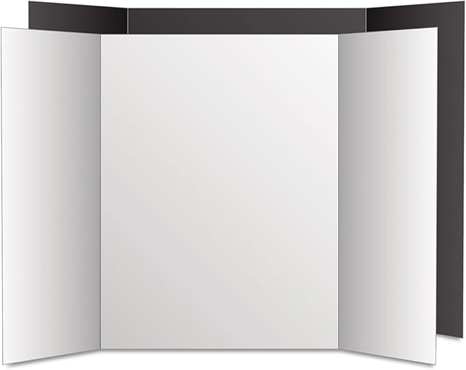 Eco Brites Two Cool Tri-Fold Poster Board, 36 X 48, Black/White, 6/Carton