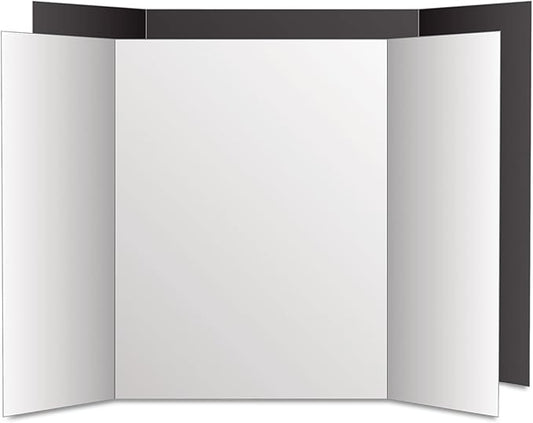 Eco Brites Two Cool Tri-Fold Poster Board, 36 X 48, Black/White, 6/Carton