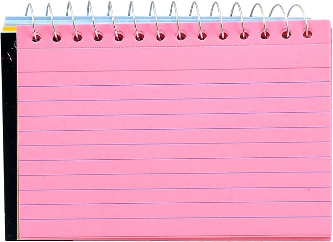3-Pack Spiral Bound Colored Index Card Books, 3x5-Inch, Ruled, Perforated, Bright Colors: Canary-Cherry-Green-Blue, 50-Count per Book from Northland Wholesale. (3 Packs)