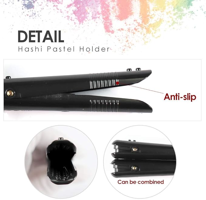 HA SHI Adjustable Pastel Holder Set (2pcs), Universal Art Stick Extender for Soft Pastels, Charcoal & Erasers, Professional Grip Tool for Adult Artists, Prevents Breakage & Stains