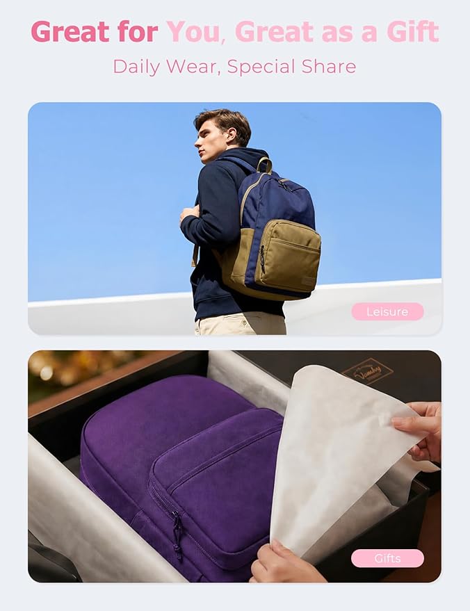 VASCHY School Backpacks, Lightweight Bookbag Schoolbag for Girls Casual Basic Simple Daypack for Women Purple