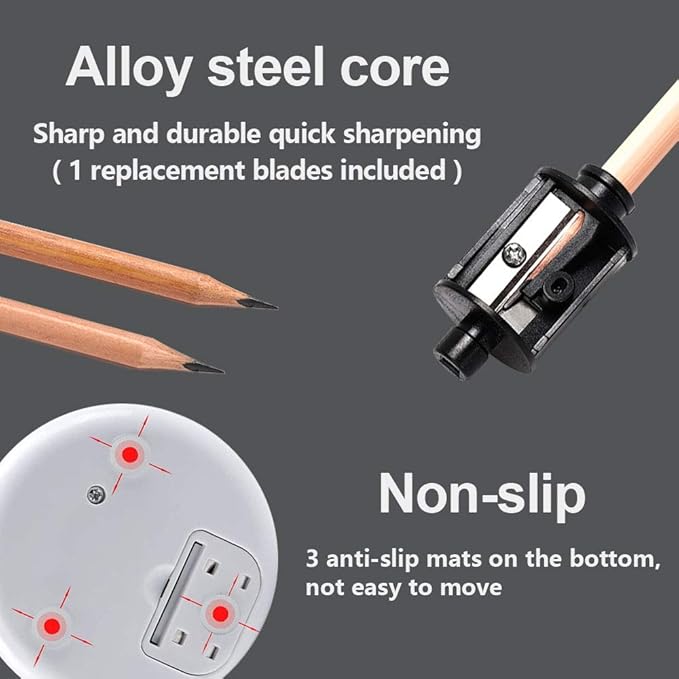 Electric Pencil Sharpener, Battery Operated for Kids Artists Adults, Automatic Sharpen for 2B/HB/Colored Pencils, Portable for Classroom (White)