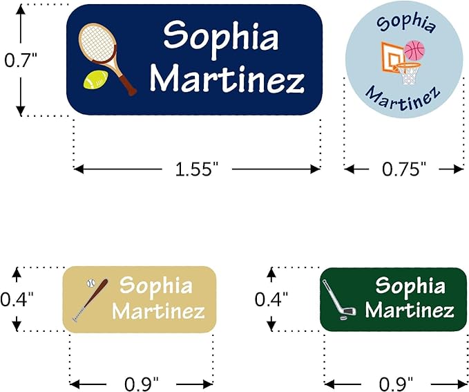 Waterproof Custom Name Stickers (135 Labels) - Personalized Daycare Labels for Clothing, Water Bottles, Lunch Boxes & School Supplies - Ideal for Camp & Daycare - No-Iron (Balls Games)
