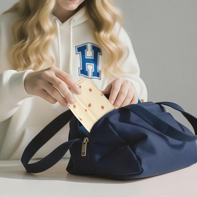 FINPAC Pencil Case, Corduroy Triangle Makeup Bag Kawaii Pen Bag Pouch Holder