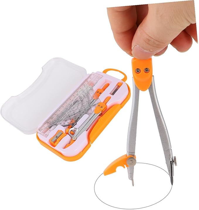 Metal Compass Drawing Tool Set 10pcs Geometry Ruler Kit for Students with Math Drawing Compasses Suitable for School Exams and Drafting Random Color