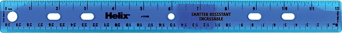 Helix Standard Ruler, 12 Inch / 30cm, Assorted Colors (13105)