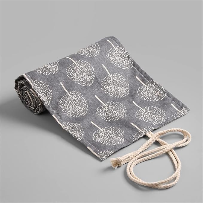 DIYOMR 12/24/36/72 Slots Pencil Wrap Roll, Artist Colored Roll Up Bag, Short Brushes Pouch Case Organizer for Drawing Coloring and Sketching, No Pencils (Trees, 12slots)