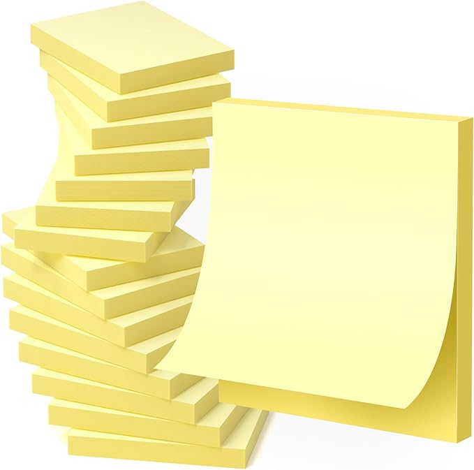 (24 Pack) Sticky Notes Yellow- 2 x 1.5 in, 2400 Sheets Small Notes Pads Self-Adhesive Notes, Self-Stick Pads for Office Supply, School, Family Organizer Pads,Corporate Bulk