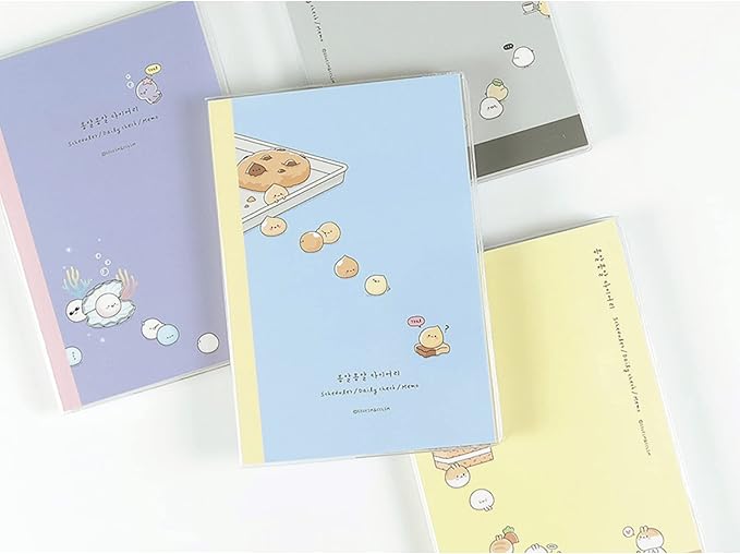Kawaii Mini Korean Weekly Undated Planner + 1 dalgaru sticker sheet - 128 pages, Soft PVC Cover Cute Small stationery for school, academic, teens, women, girls (Cookies n Cream (Gray))