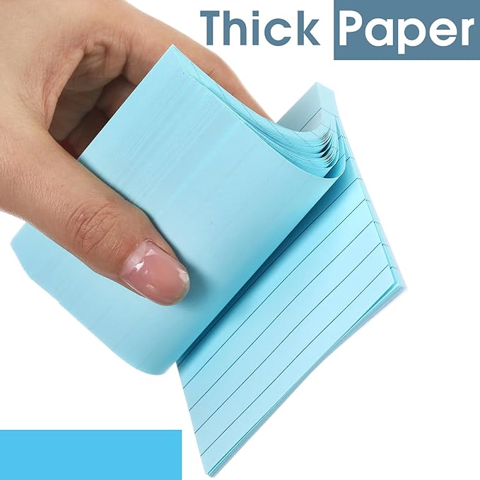 AmazingSpark 12 Pack Blue Lined Sticky Notes 3x3 inch Post Ruled Stickies Super Self Stick Power Memo Pads Multi Colors Notes Pads Vintage Aesthetic School Office Supplies Accessories