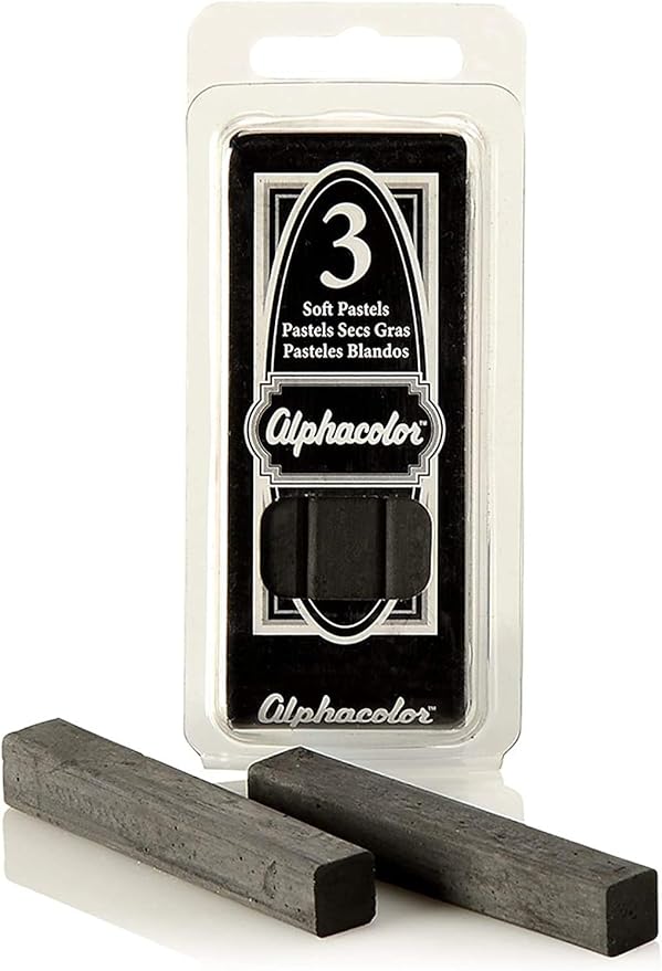 Derwent Alphacolor Soft Pastels, Charcoal, 3 Pastels per Pack (105C)