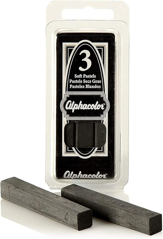 Derwent Alphacolor Soft Pastels, Charcoal, 3 Pastels per Pack (105C)