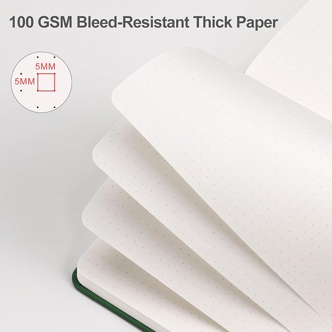 EMSHOI Dotted Journal Notebook, 192 Pages, A5 Size (5.7'' x 8.3'')